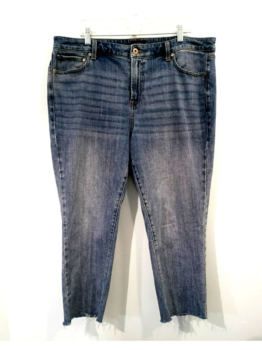 Talbots Modern Ankle Jeans Raw Edge Hem Med Wash Blue - 18WP (Petite)